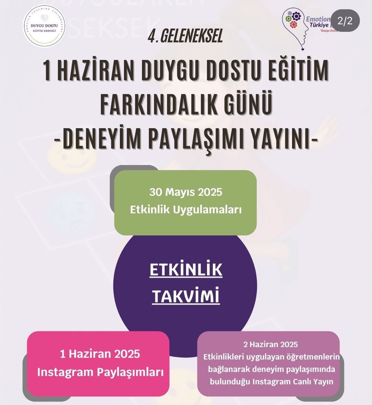 1 Haziran Duygu Dostu Eğitim Farkındalık Günü